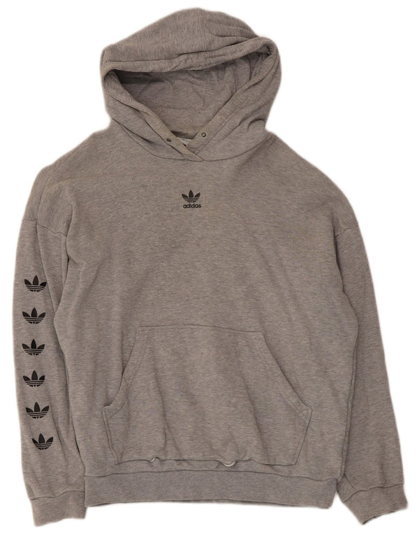 Adidas Graphic Oversized Hoodie Jumper UK 6 XS Grå Bomuld