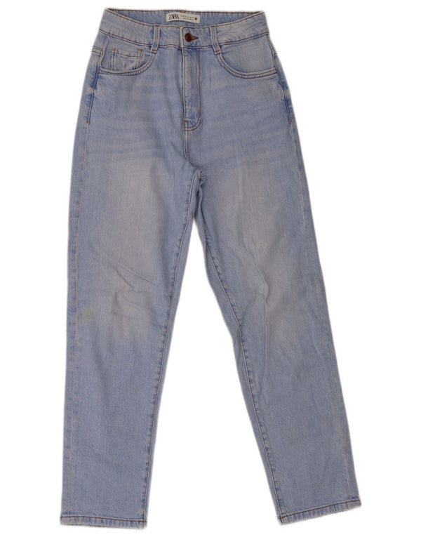 Zara Dame Højtaljede tilspidsede Jeans EU 36 XS W26 L29 Blå