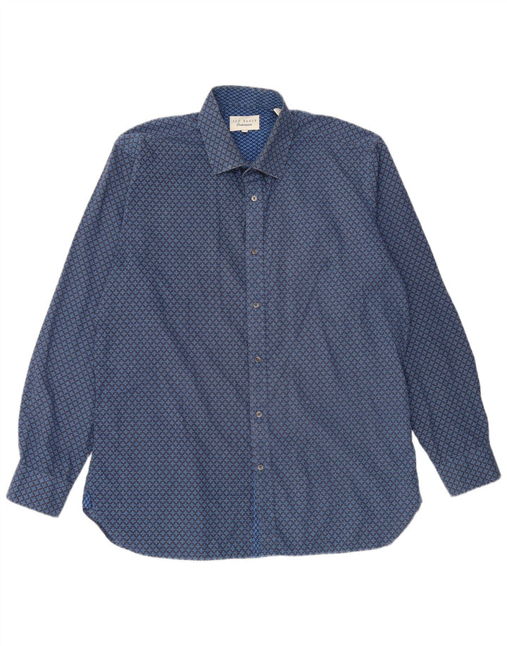 Ted Baker Herreskjorte str. 16 1/2 Large Blue Geometric Cotton