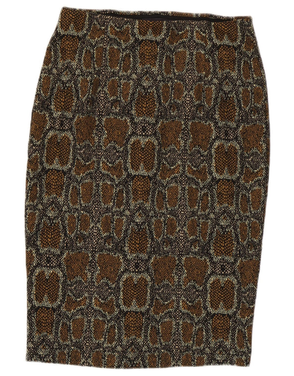 Marks & Spencer Womens Pencil Skirt UK 8 Small W27 Brown Animal Print