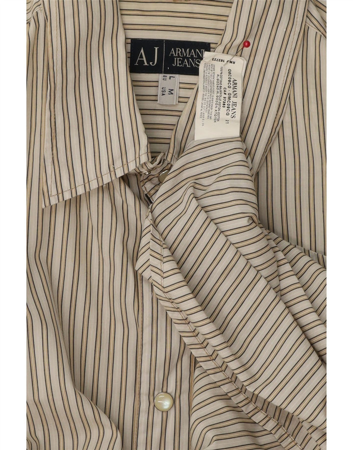 ARMANI JEANS Herreskjorte Stor beige stribet bomuld