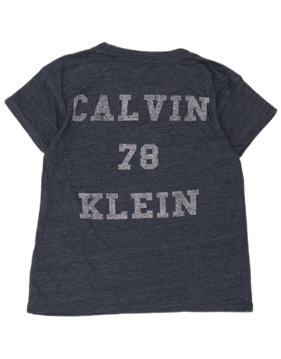 CALVIN KLEIN JEANS Grafisk T-shirt top til kvinder, UK 6 XS Marineblå Flecked