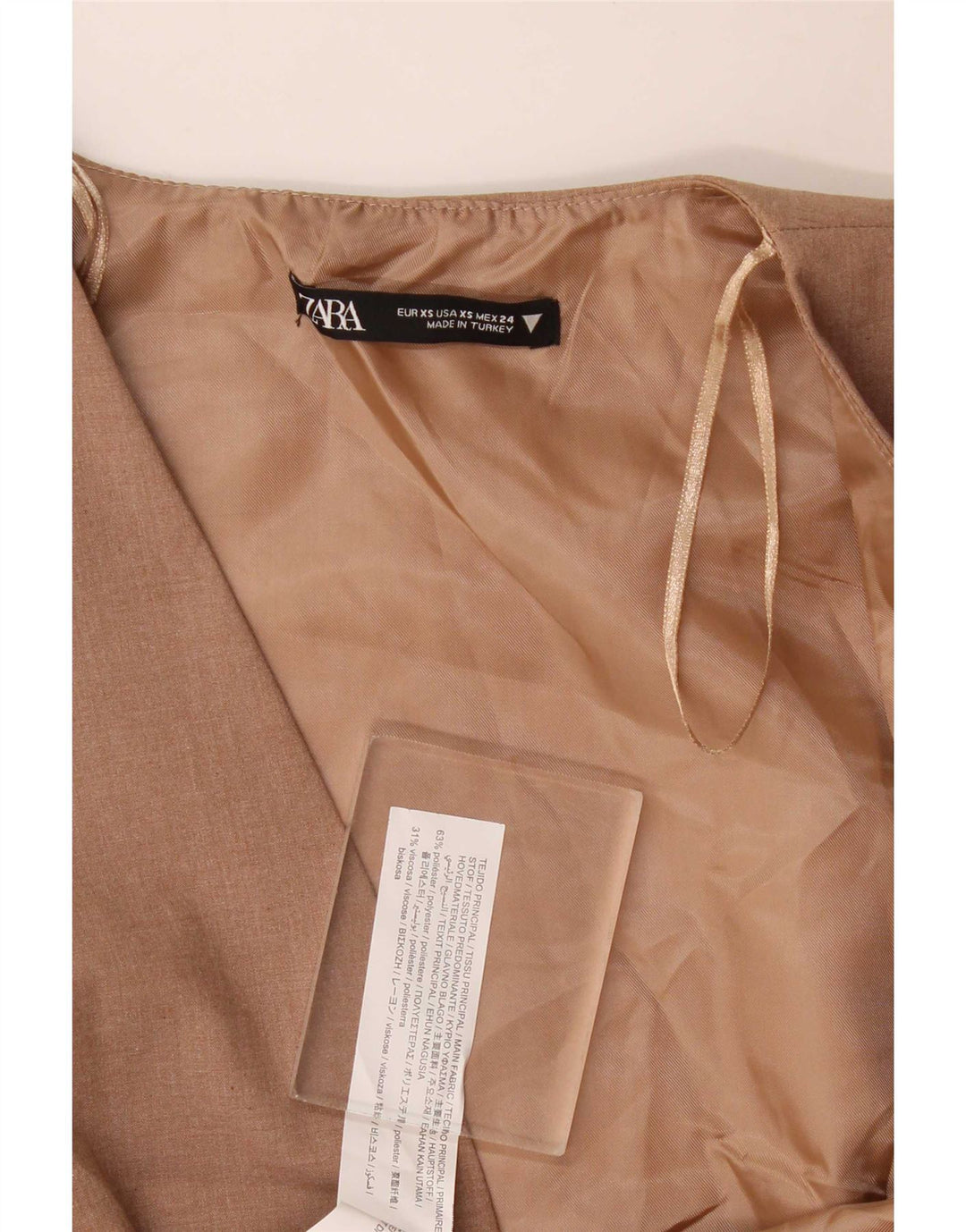 Zara Dame ÅBEN vest UK 4 XS Beige Polyester
