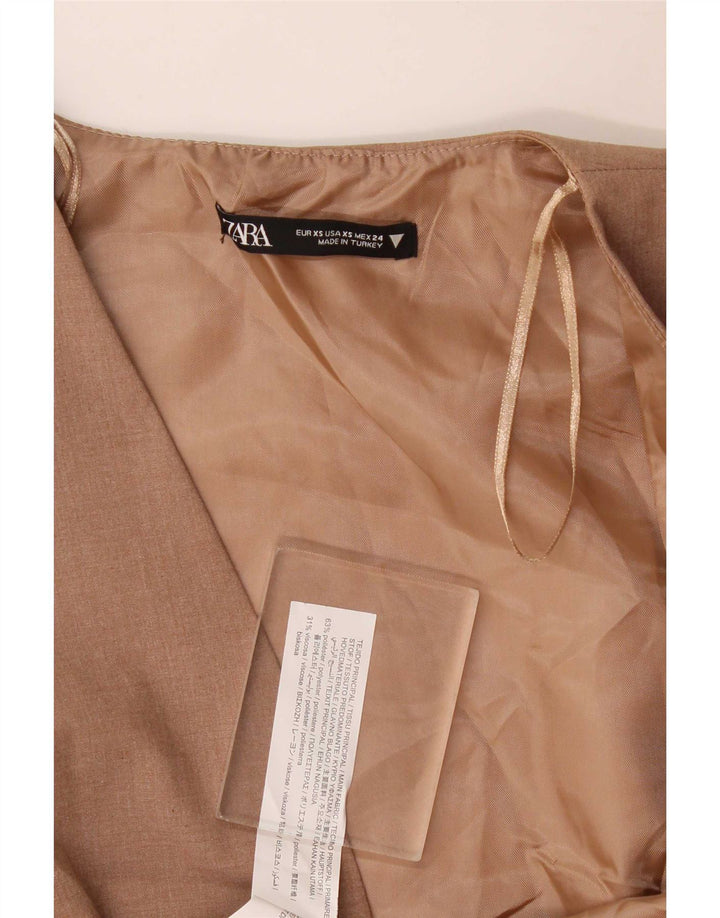 Zara Dame ÅBEN vest UK 4 XS Beige Polyester