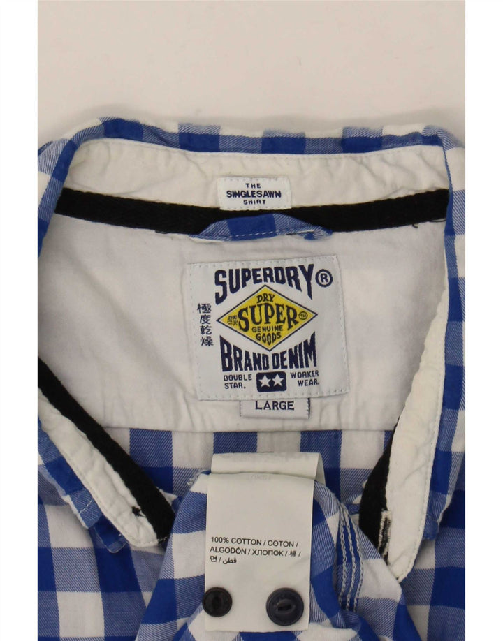 Superdry herreskjorte stor blå Gingham bomuld