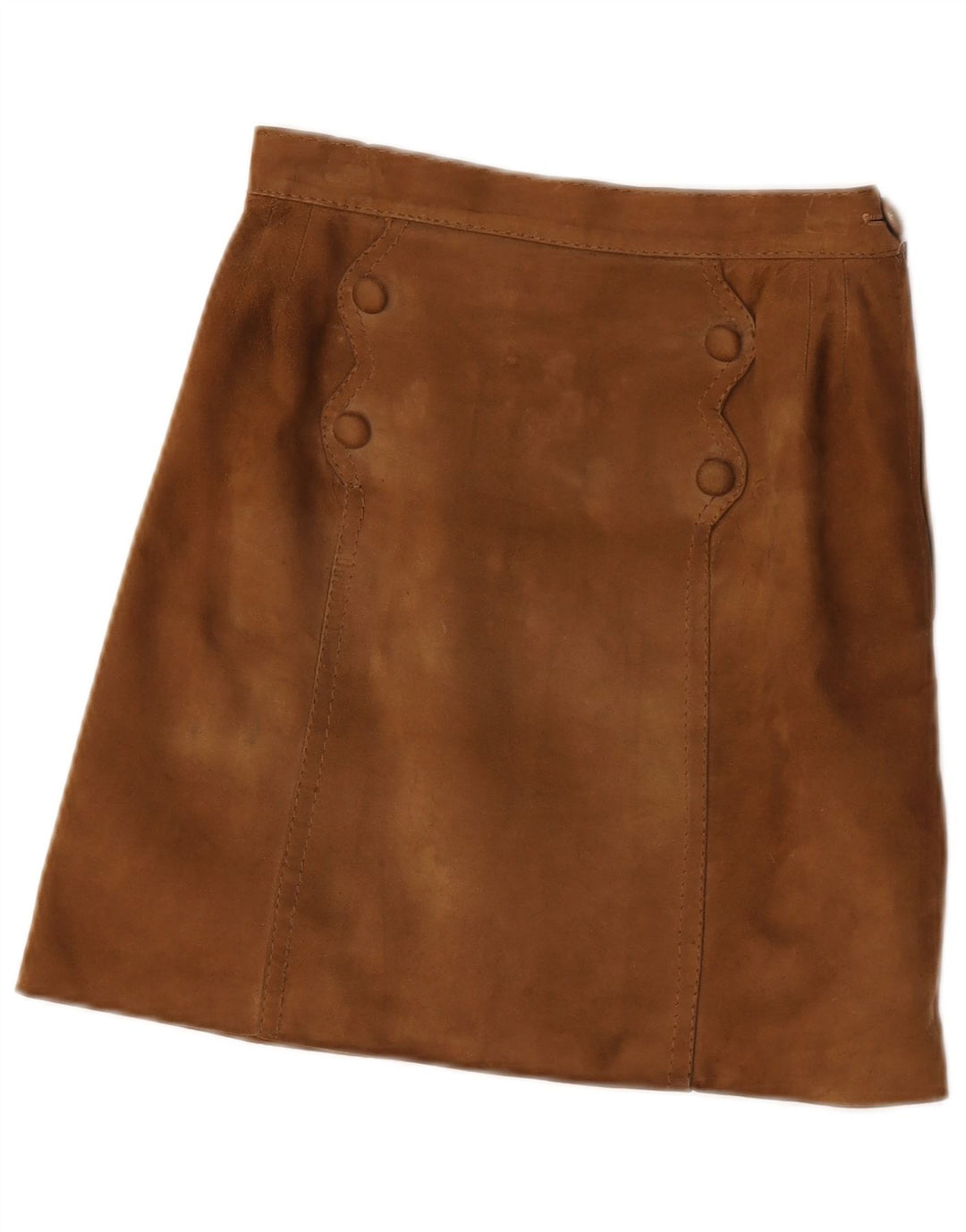 Vintage dame ruskind mininederdel W24 lille brun