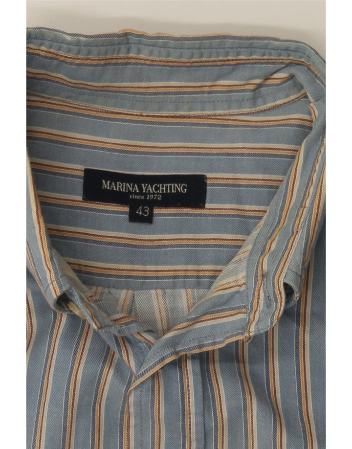MARINA YACHTING Mens Shirt Size 43 Large Blue Striped Cotton Vintage Marina Yachting and Second-Hand Marina Yachting from Messina Hembry 