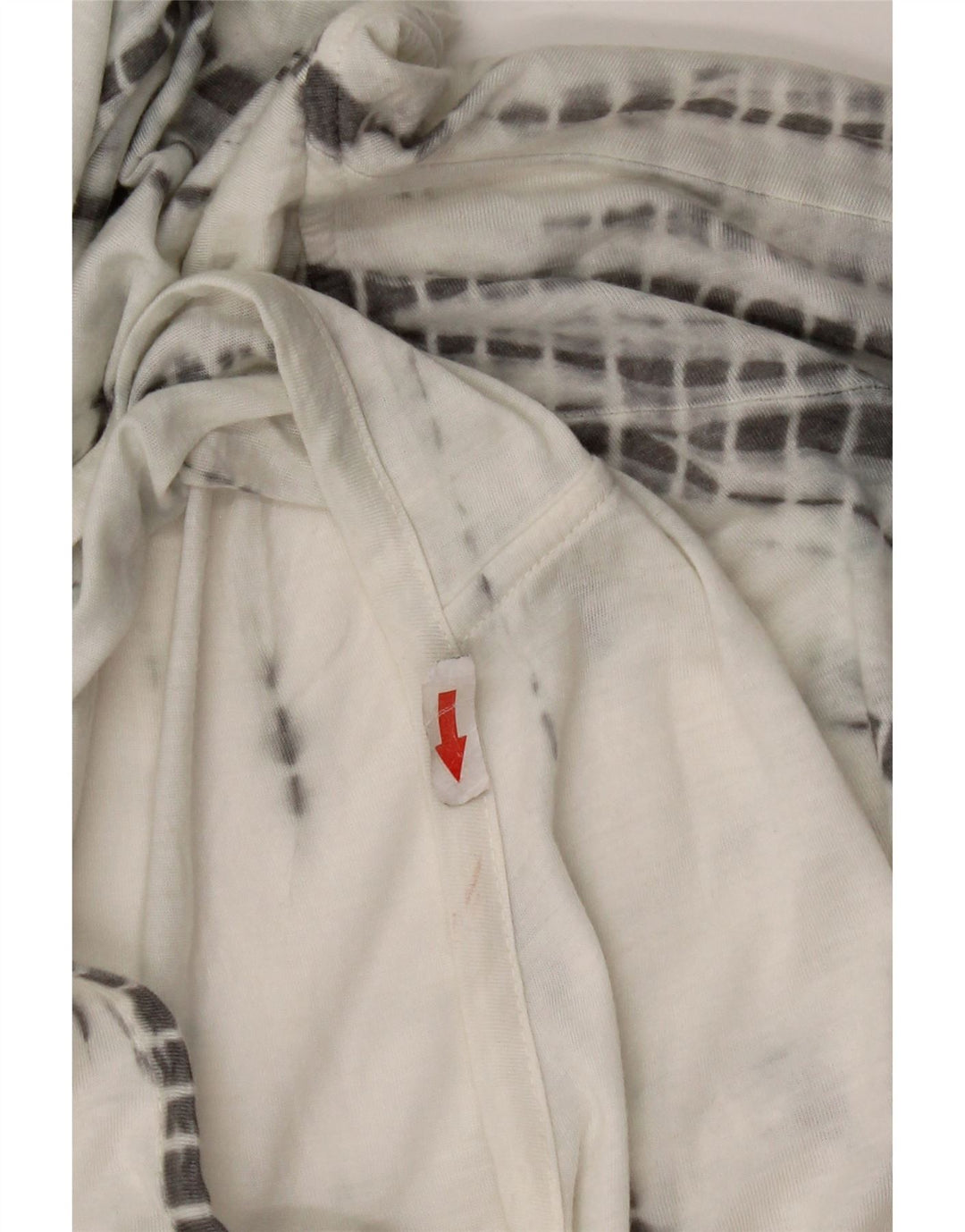 Vintage dame hætte top 3/4 ærme UK 14 Medium White Tie Dye Polyester