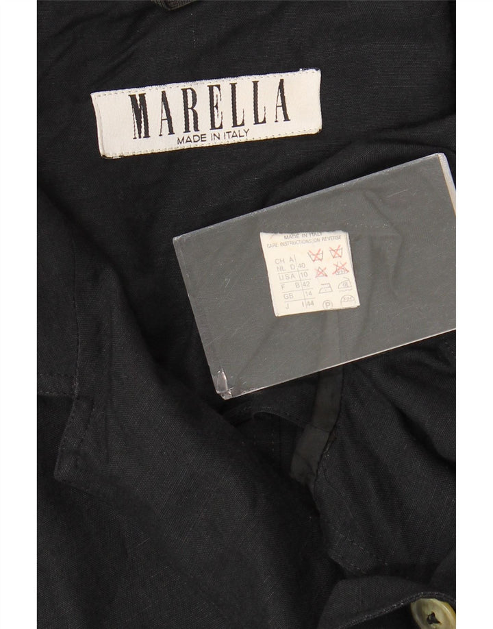 Marella Dame 1 Knap Blazer Jakke UK 14 Stor Sort Viscose