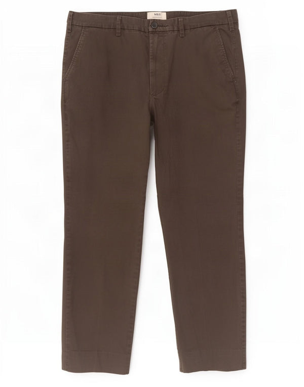 Marks & Spencer Herre Lige Regular Fit Chinobukser W38 L33 Grå