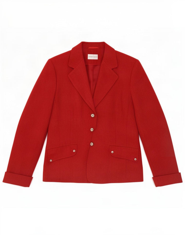 Frank Eden Dame 3 Button Blazer Jacket UK 14 Large Rød Polyester