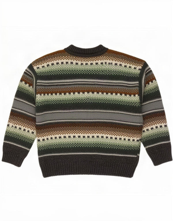 Sonneti Herre Crew Neck Jumper Sweater Large Green Fair Isle Akryl