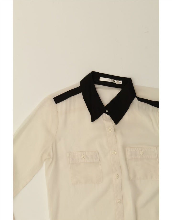 VINTAGE Womens Shirt Blouse UK 10 Small White Colourblock Vintage Vintage and Second-Hand Vintage from Messina Hembry 