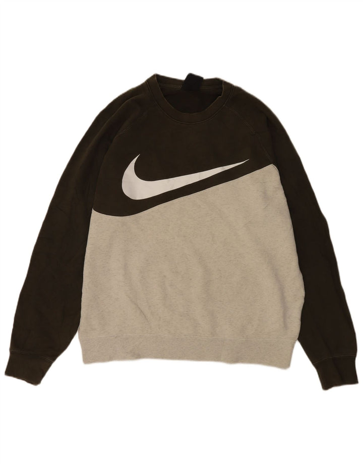 Nike Herre grafisk sweatshirt Jumper Large Khaki Colourblock