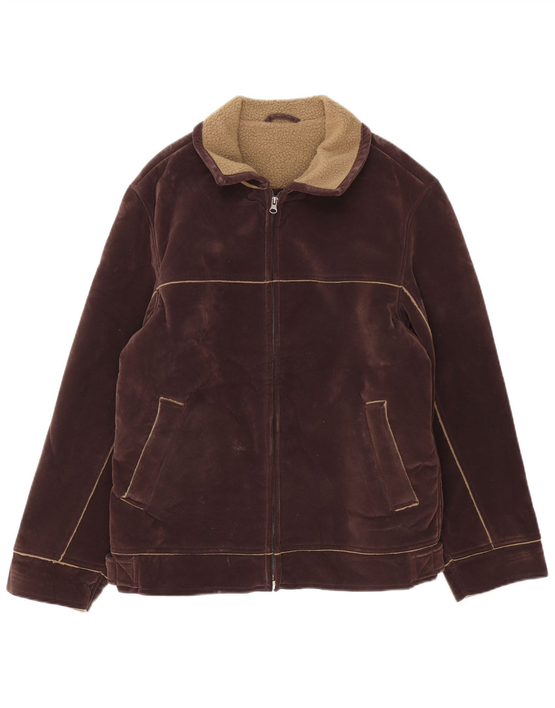 Vintage Sherpa-jakke til mænd UK 40 Stor brun polyester