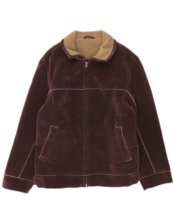 Vintage Sherpa-jakke til mænd UK 40 Stor brun polyester