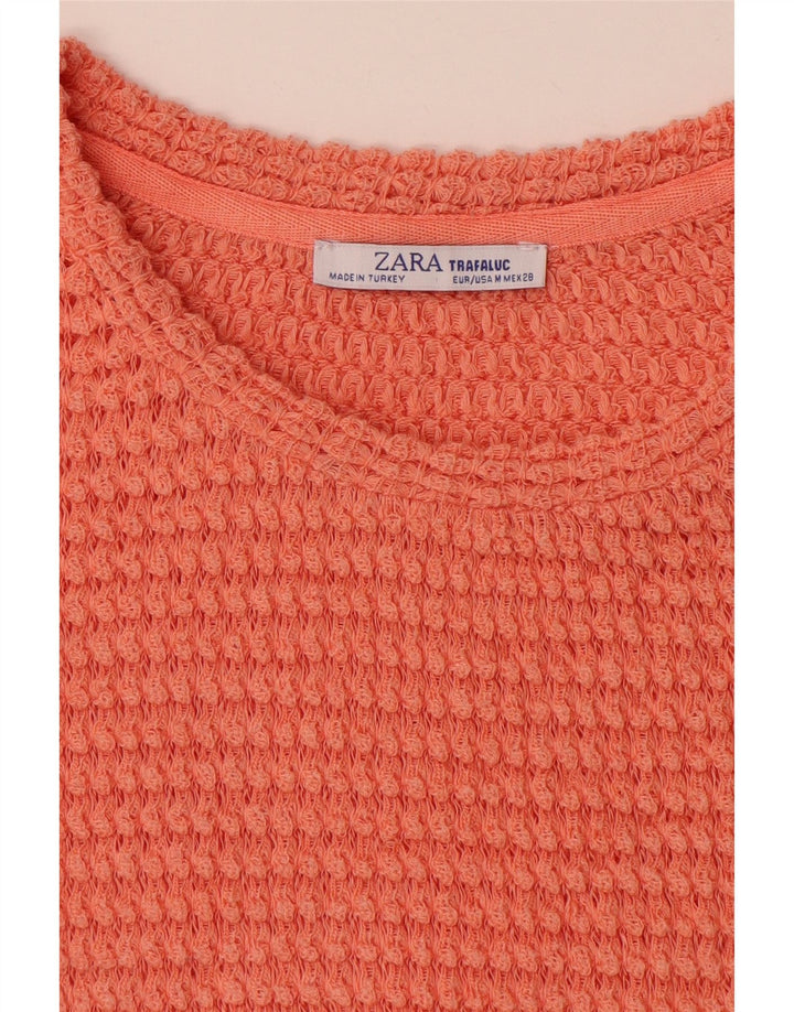 ZARA Dame Trafaluc Oversized strik bluse Top UK 14 Medium Orange