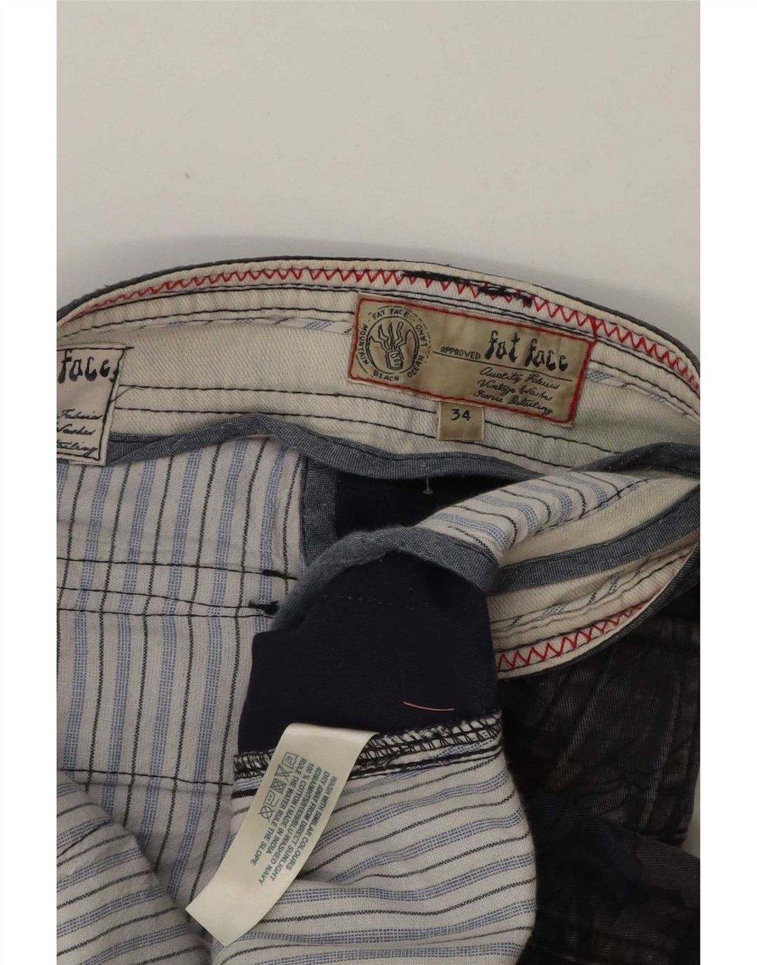 Fat Face Herre Cargo Shorts W34 store marineblå blomster bomuld
