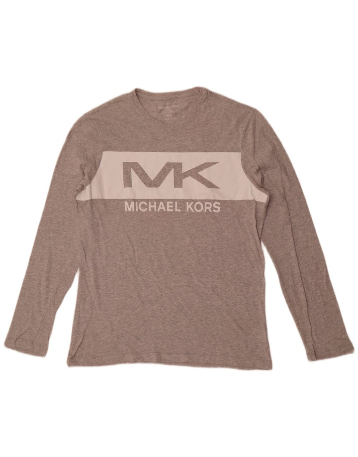 Michael Kors Herre Grafisk Top Langærmet Medium Grey Flecked Bomuld