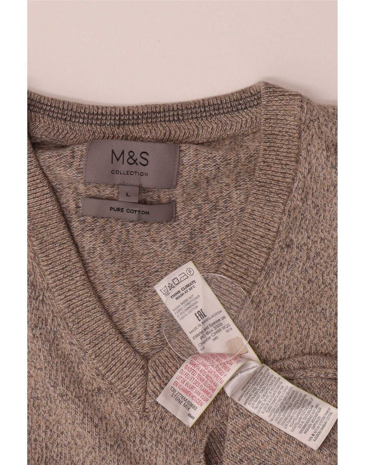 Marks & Spencer Herrevest Tank Top Stor Beige Flecked Bomuld