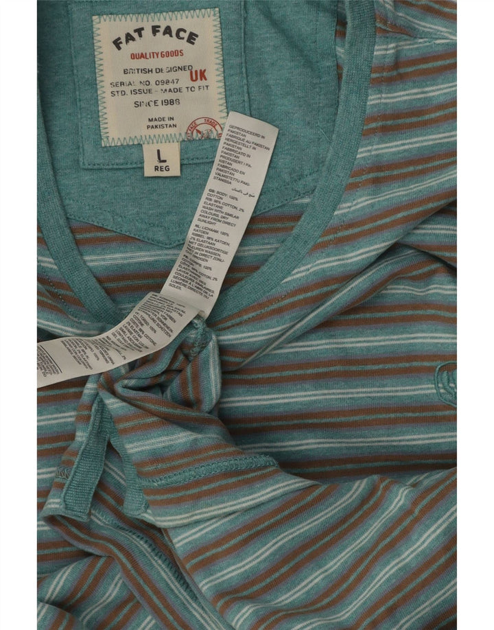 Fat Face Herre T-Shirt Top Stor Grøn Stribet Bomuld