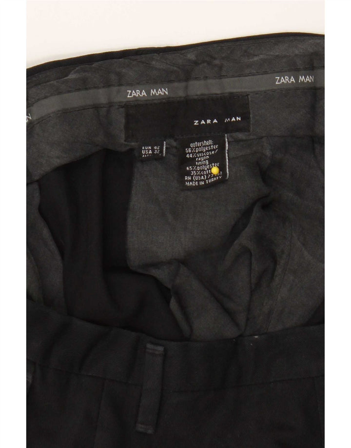 Zara Herre Lige Chinobukser EU 42 Large W32 L32 Sort Polyester