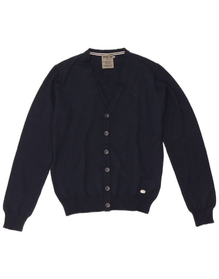 Riffel Herre Cardigan Sweater Lille Marineblå Akryl