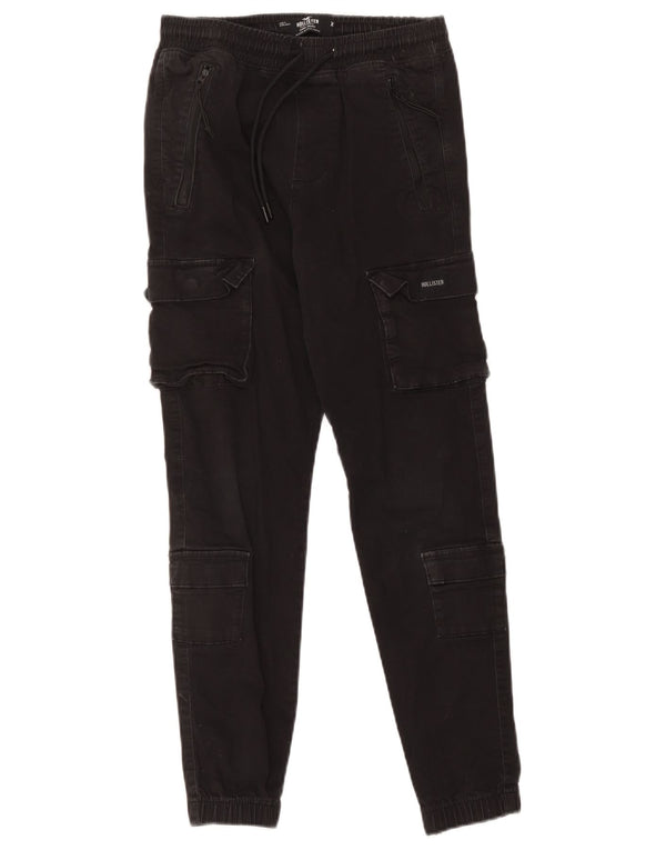 Hollister Herre Crop Joggers Cargo Bukser XS W30 L26 Sort Bomuld