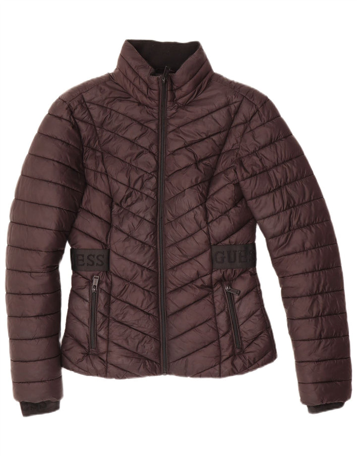 Guess grafisk polstret jakke til kvinder UK 10 Lille sort polyester