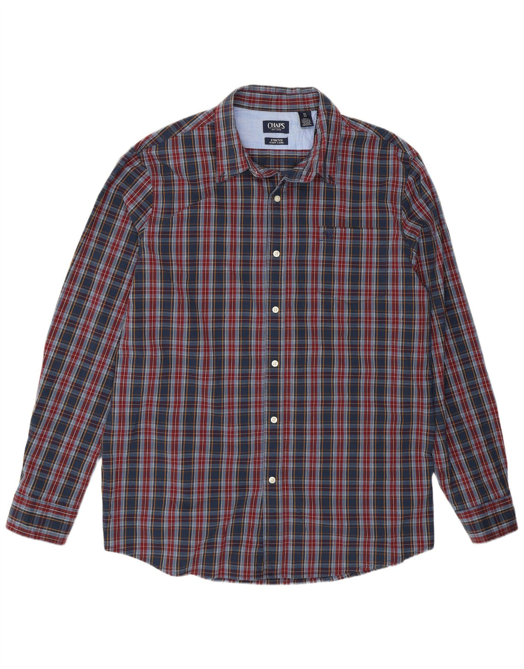 CHAPS Easy Care skjorte til mænd 2XL marineblå ternet