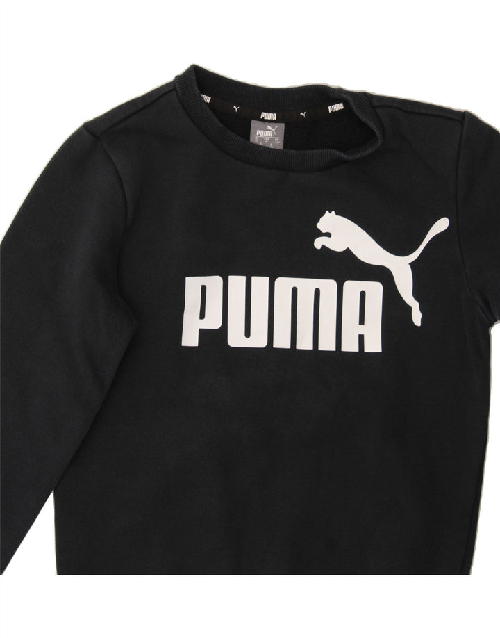 PUMA Boys Graphic Sweatshirt Jumper 9-10 Years Medium  Black Cotton Vintage Puma and Second-Hand Puma from Messina Hembry 