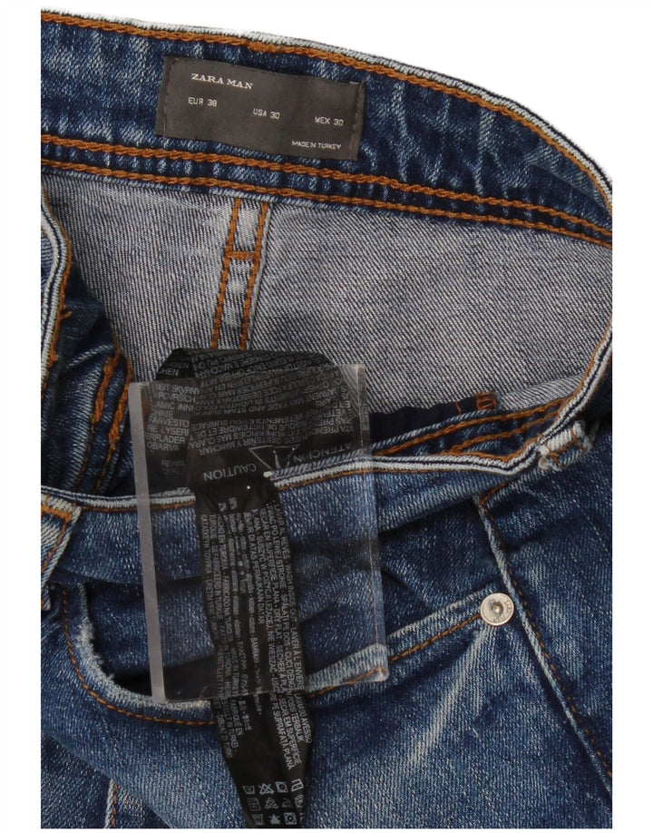 ZARA Herre Distressed Cropped Jeans EU 38 Small W30 L26 Blue Cotton