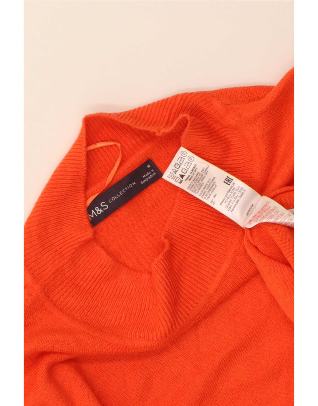 Marks & Spencer Dame Turtle Neck Jumper Sweater UK 14 Medium Orange