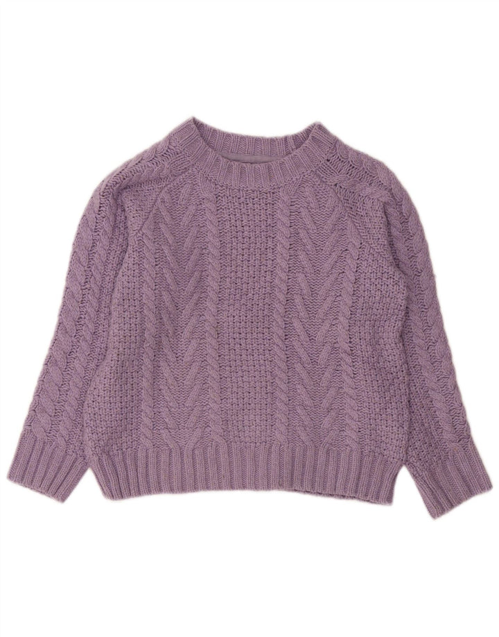 FAT FACE Womens Crop Boat Neck Jumper Sweater UK 8 Small Purple Polyester