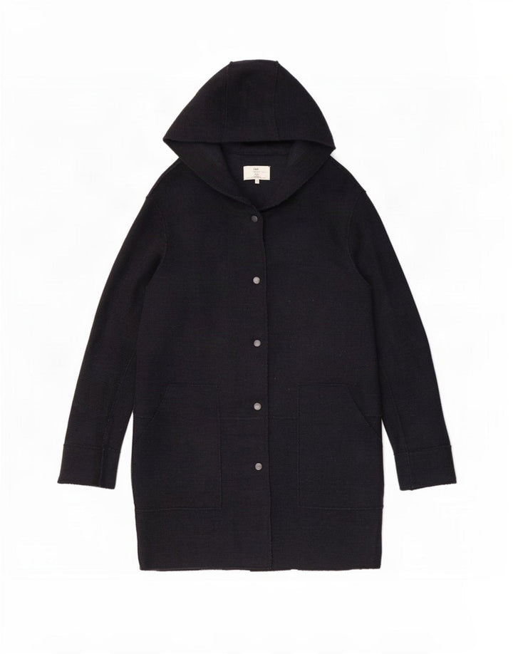 Zara Dame Hætteoverfrakke UK 12 Medium Navy Blue