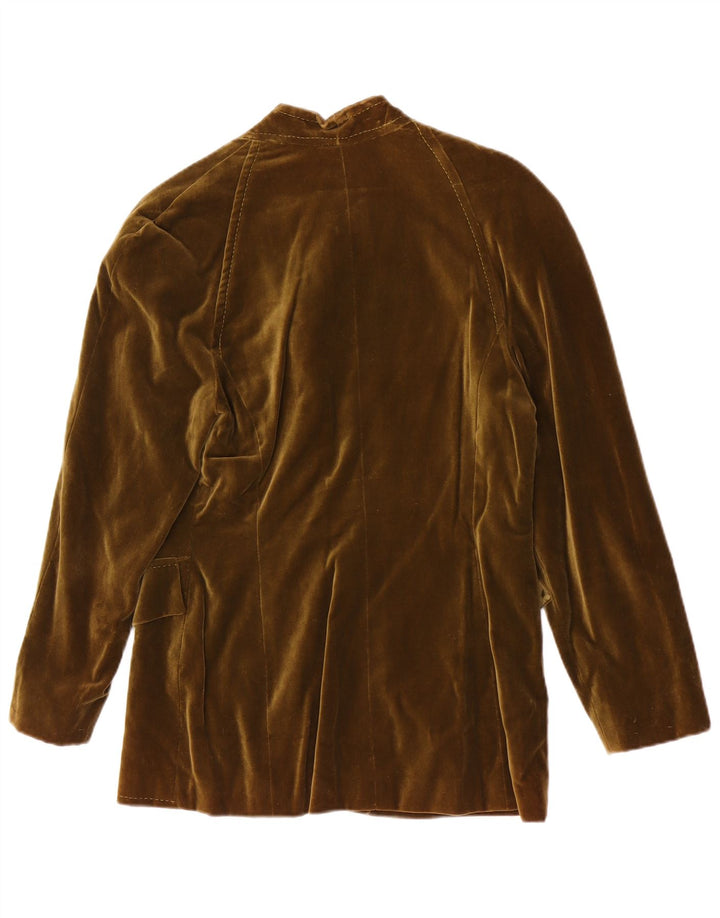 Vintage Dame 5 Button Velvet Blazer Jacket UK 8 Small Khaki