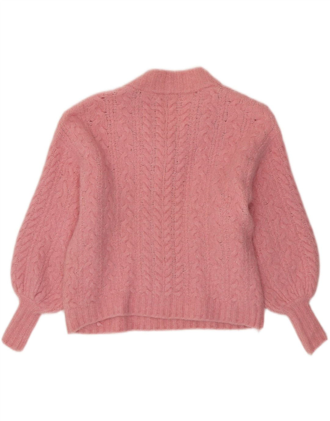 ZARA Womens Oversized Crop V-Neck Jumper Sweater UK 10 Small Pink