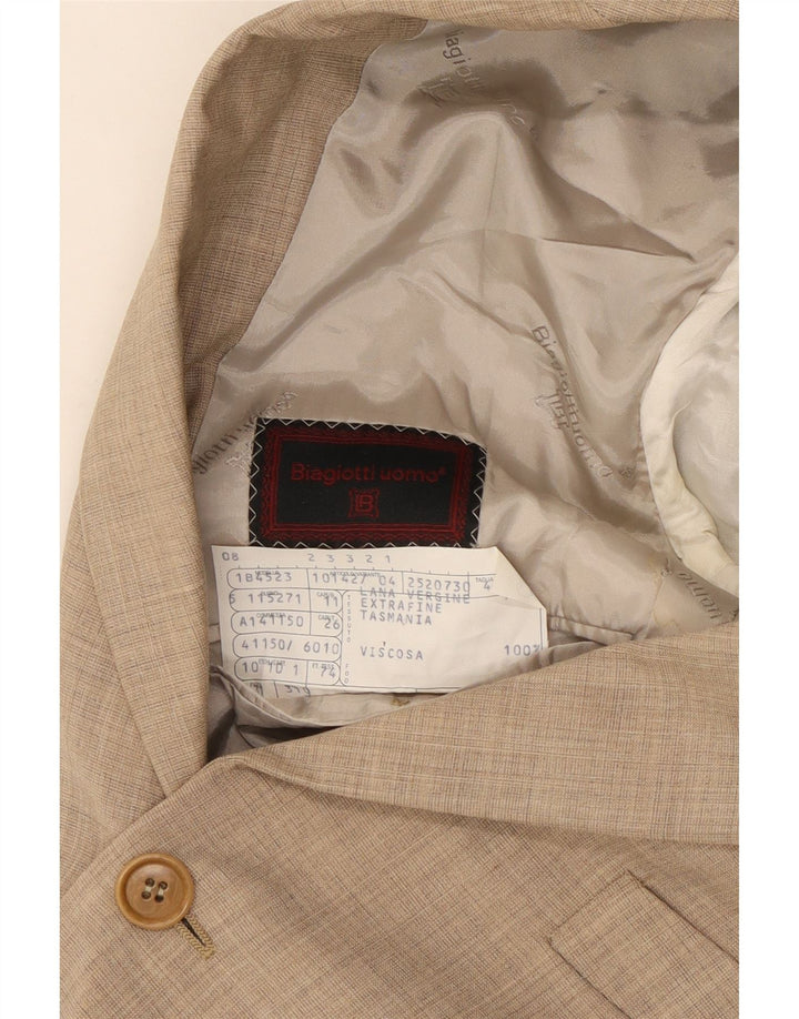 Biagiotti Herre 3-knaps blazerjakke IT 48 Medium Beige Virgin Wool