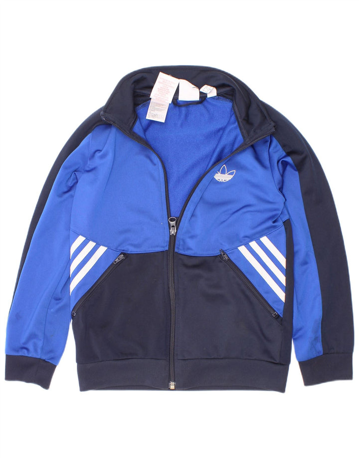 Adidas Boys Primegreen Tracksuit Topjakke 7-8 år Blå Colourblock