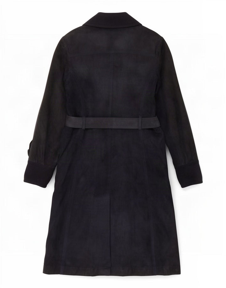 Vintage ruskindsfrakke til kvinder UK 10 Small Navy Blue