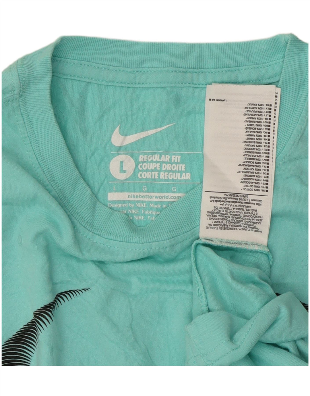 Nike Herre Regular Fit Grafisk T-shirt Top Stor turkis bomuld