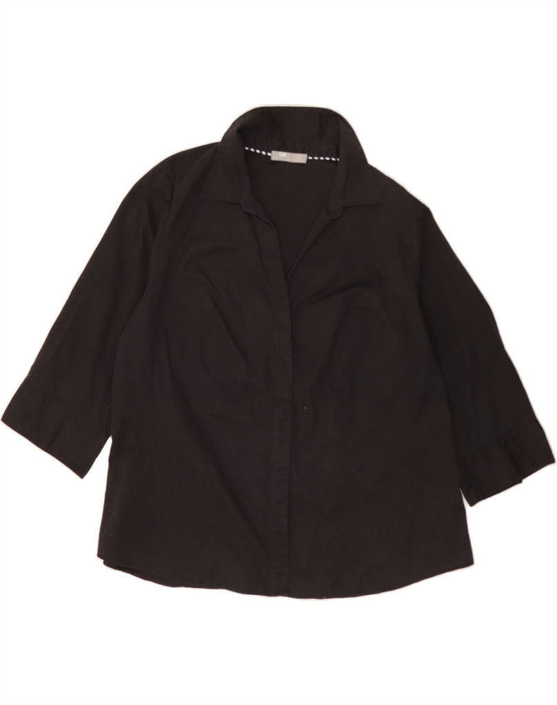 LEE COOPER Womens Oversized 3/4 Sleeve Shirt UK 18 XL Black Cotton Vintage Lee Cooper and Second-Hand Lee Cooper from Messina Hembry 