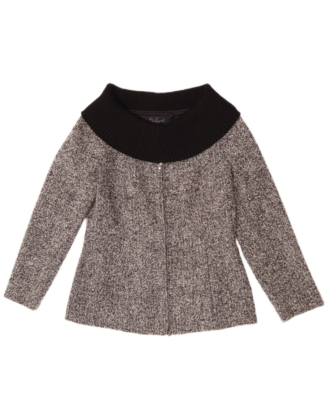 Luisa Spagnoli Dame Blazer Jacket IT 46 Stor Grå Flecked Uld