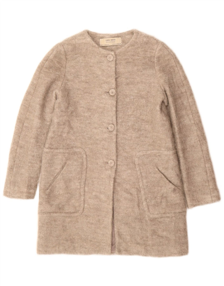 Zara Dame Overfrakke UK 10 Small Grey Viscose