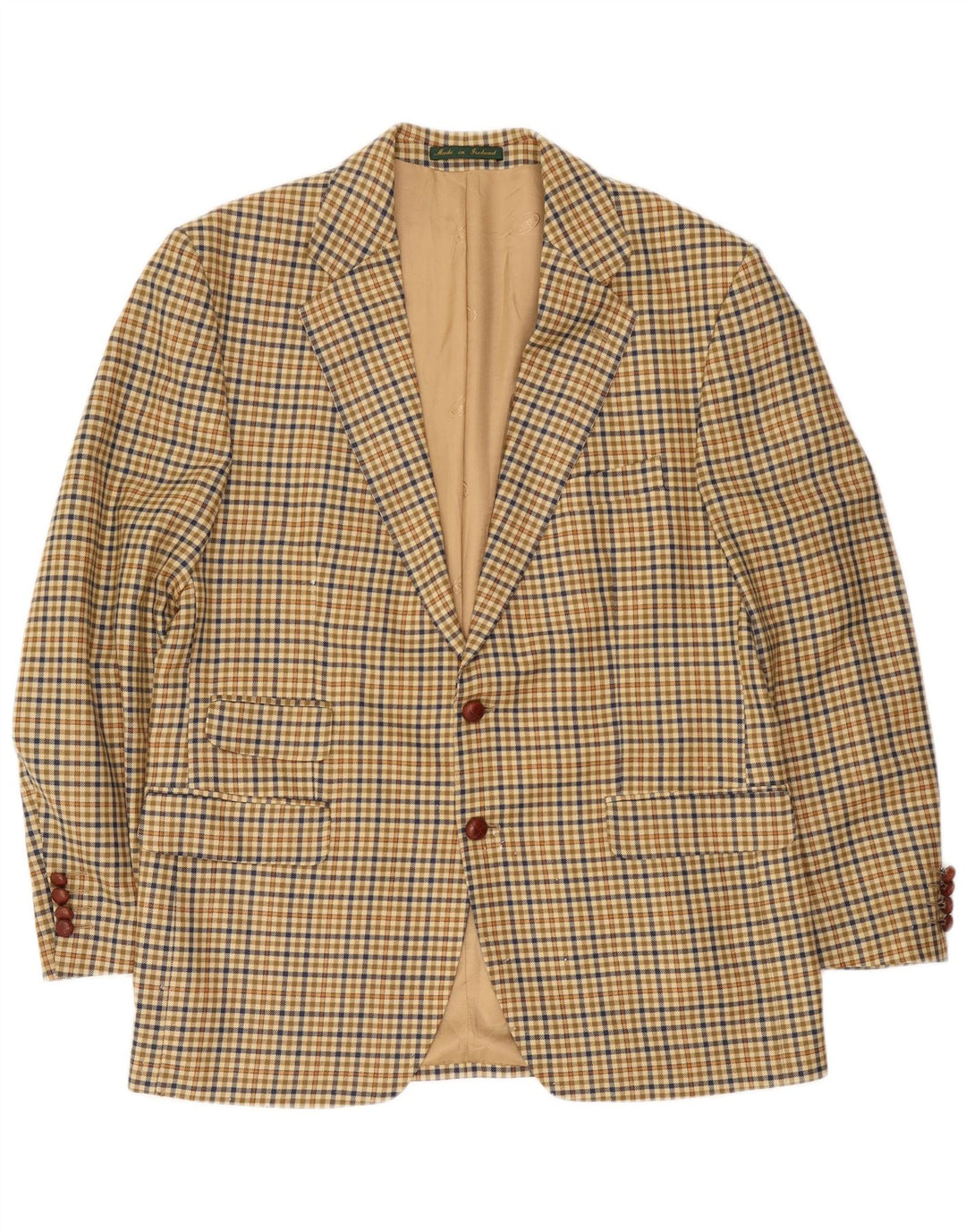 Magee Herre 2 Button Blazer Jacket EU 54 Large Beige Check New Wool