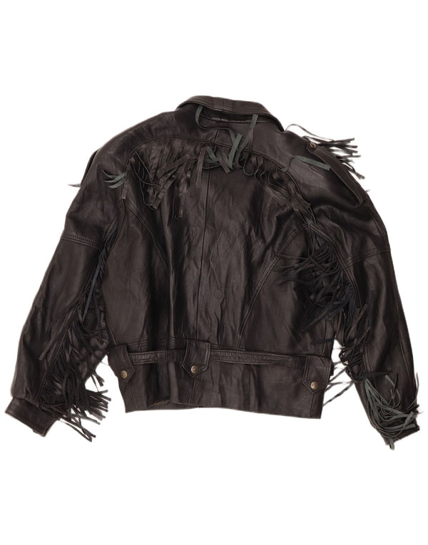 Vintage Mens Leather Biker Jacket UK 40 Large Black