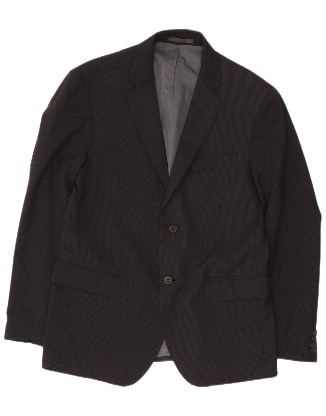 Calvin Klein Herre 2-knaps blazerjakke IT 52 XL Sort nålestribet uld