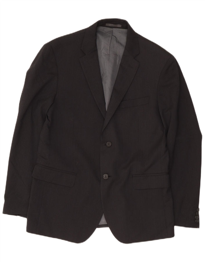 Calvin Klein Herre 2-knaps blazerjakke IT 52 XL Sort nålestribet uld