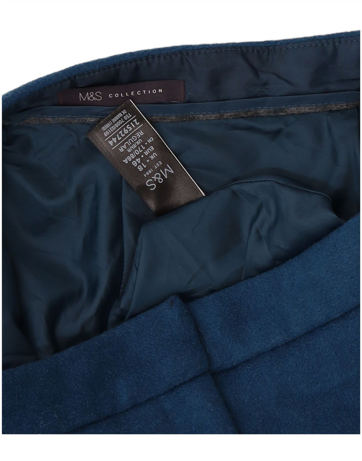 Marks & Spencer Dame Mini-nederdel UK 18 XL W36 Blå Polyester
