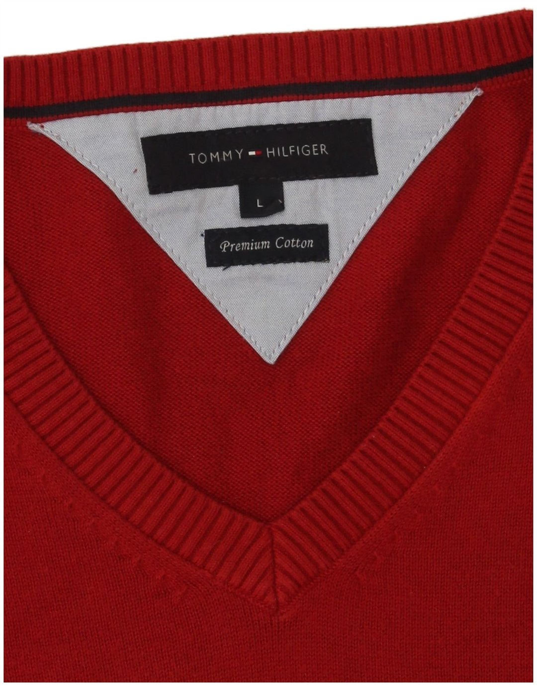 Tommy Hilfiger Herre V-hals sweater Stor rød bomuld